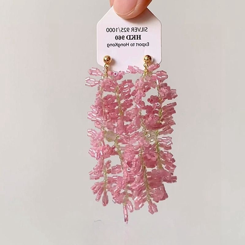 Wholesale Small Flower Tassel Beaded Earrings