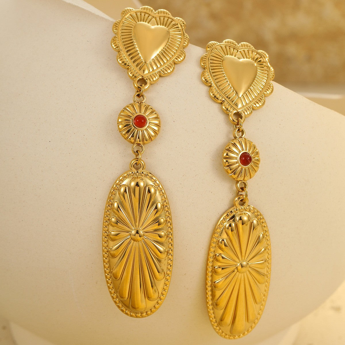 Wholesale Stainless Steel Tassel Heart Design Earrings