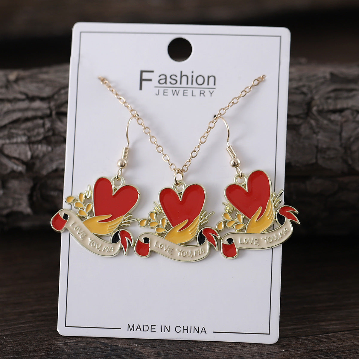 Wholesale Mother's Day Love Flower Diamond Crown Earrings Necklace Card suit