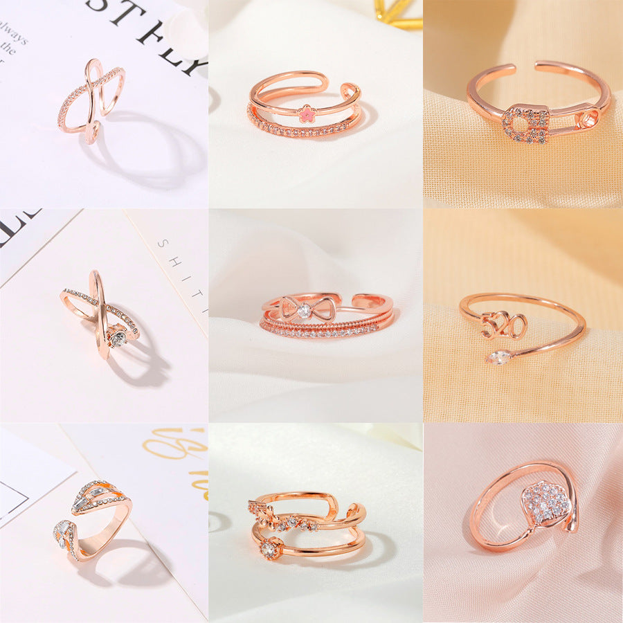 Wholesale  rose gold open  geometric index finger ring