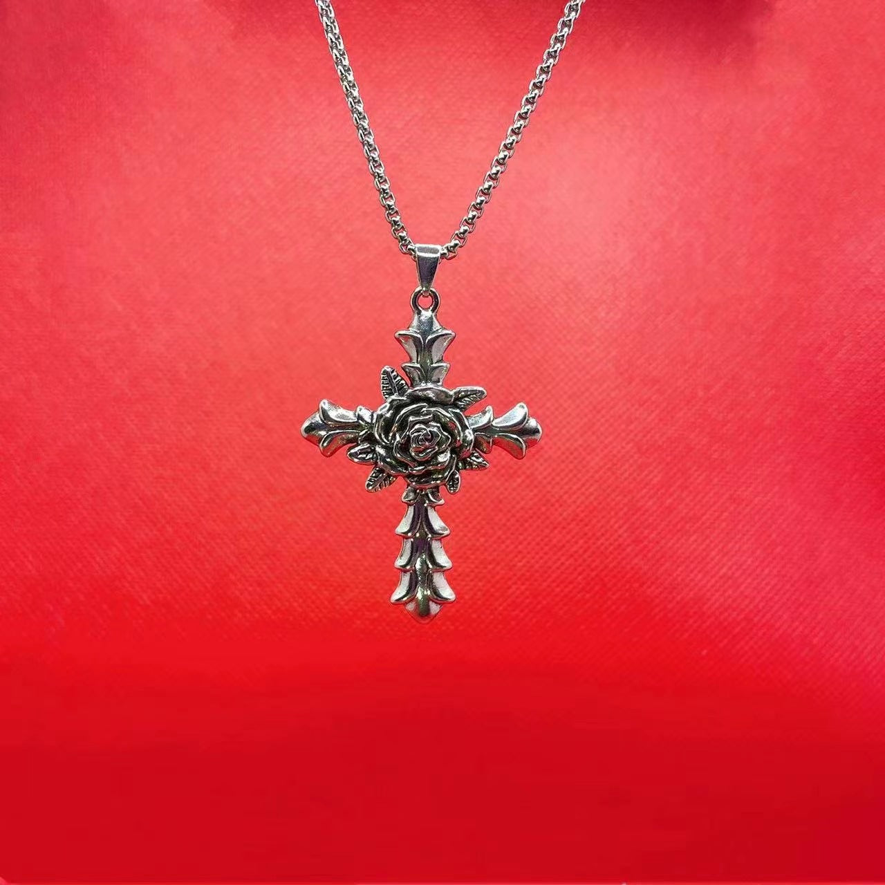 Wholesale Thorn Rose Cross Necklace