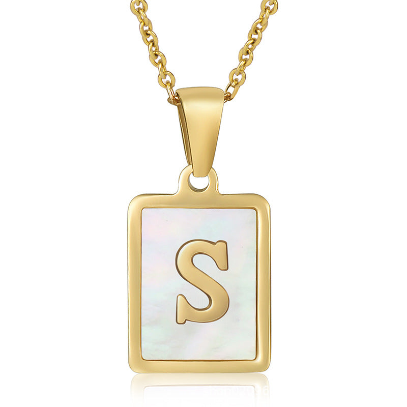 Wholesale  stainless steel three-dimensional shell letter necklace