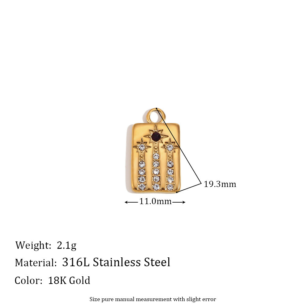 Wholesale Mini Simple Stainless Steel Pendant 18K Gold Plated Pendant Micro-inlaid Color Diamond Heart Shaped Geometric Pendant ACC-PT-MengJ001