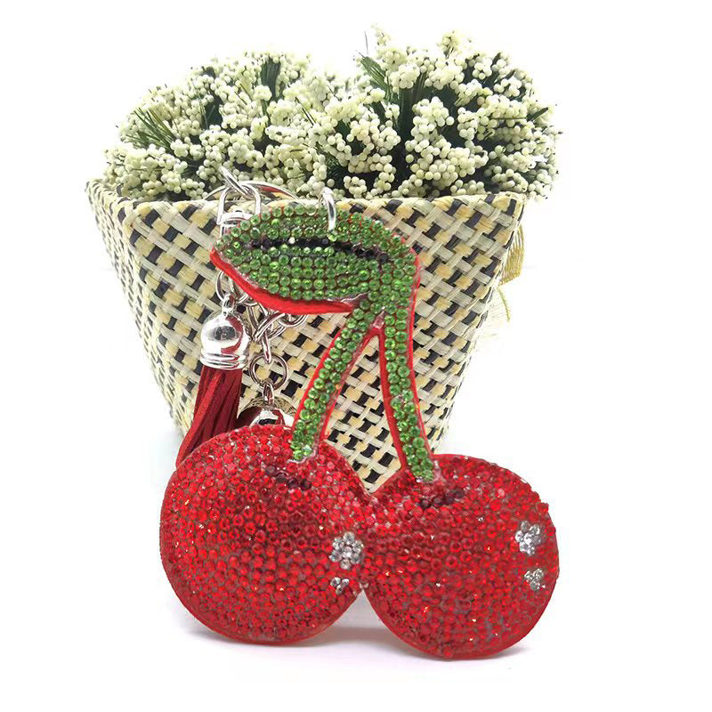 Wholesale  Diamond-encrusted Cherry Keychain