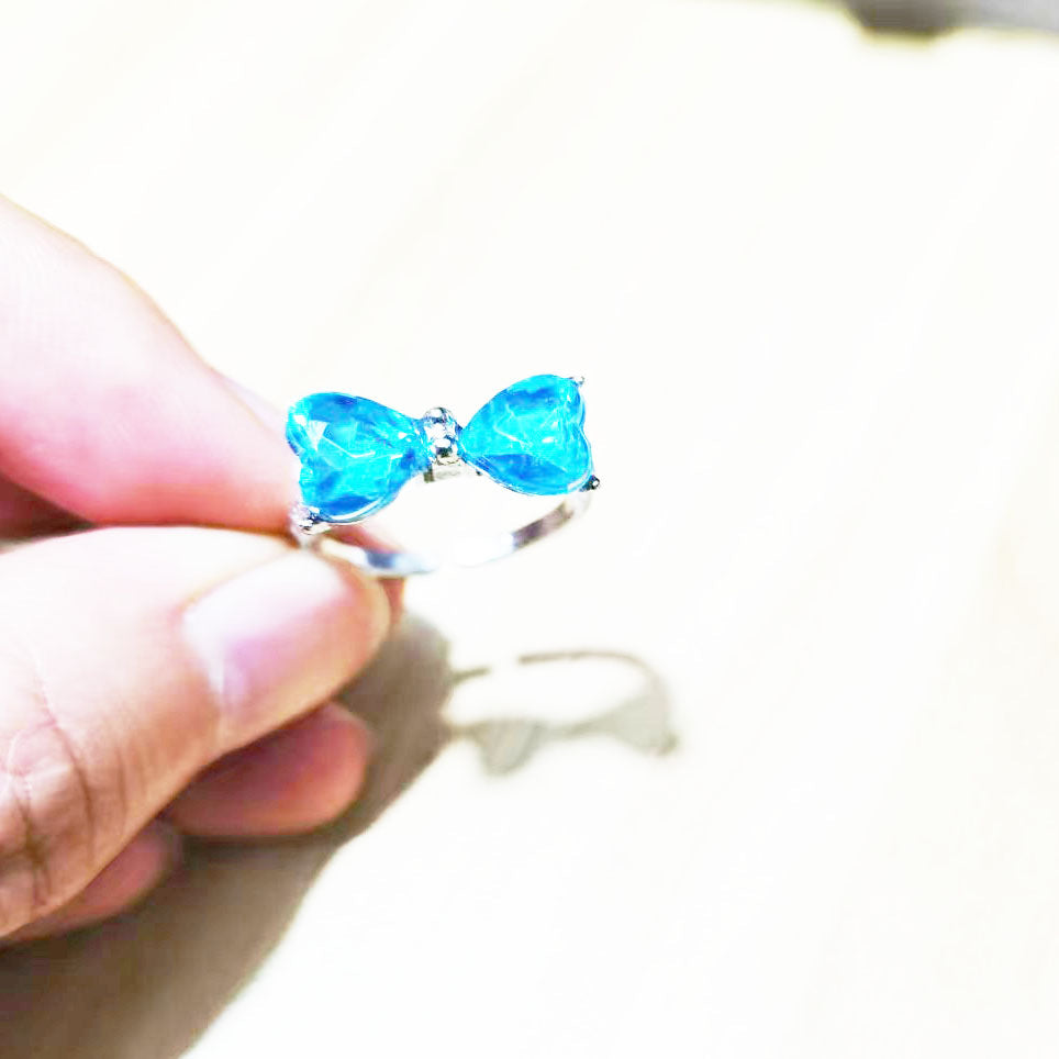 Wholesale Zircon Crystal Bow Open Ring For Women Pink Tone Adjustable Design Fashion Jewelry Accessory Everyday Wear Boutique Resale