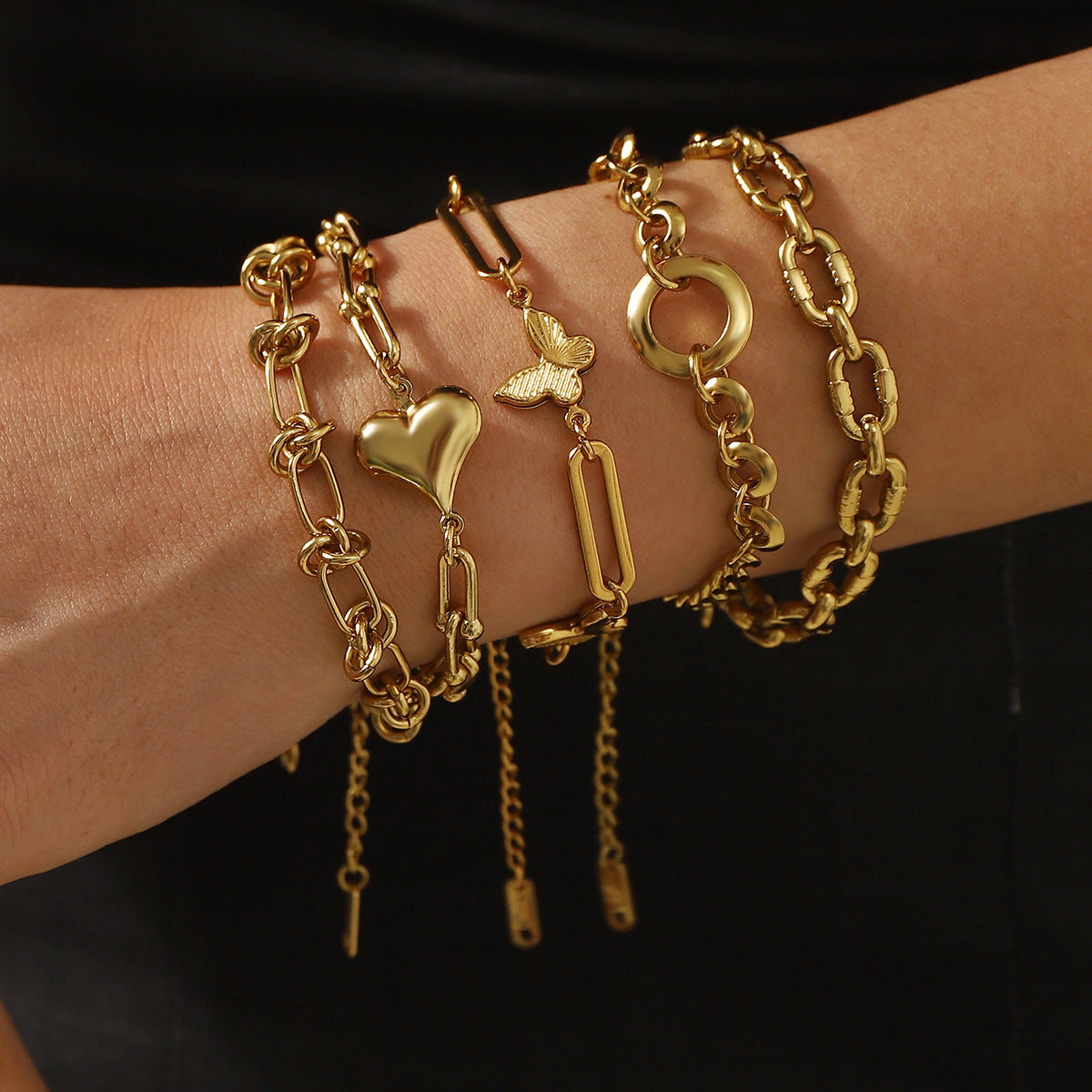 Wholesale  Fashionable New Geometric Stainless Steel Chain Bracelet Retro Ins Style