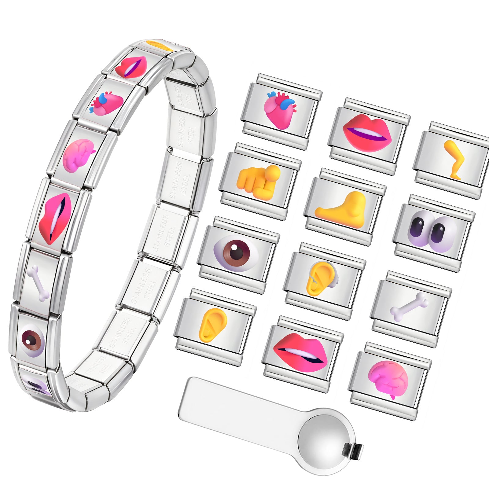 Wholesale Stainless Steel Anatomical Body Parts Bracelet Trendy Modular Jewelry Accessory For Everyday Wear
