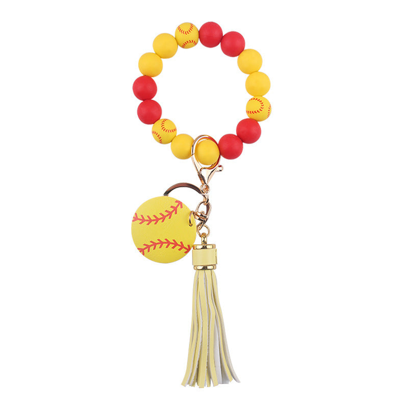 Wholesale  Leather PU Tassel Cartoon Silicone Football Wrist Keychain
