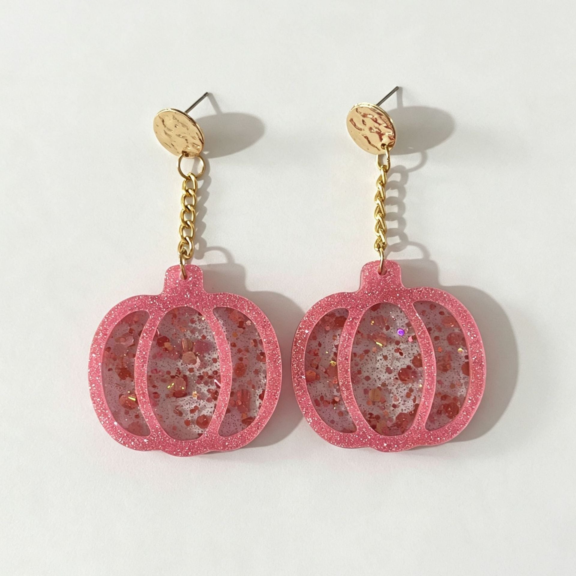 Wholesale Thanksgiving Pumpkin Glitter Acrylic Earrings Cute Holiday Party Fashion Jewelry Gift