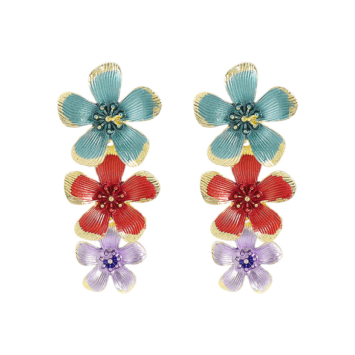 Wholesale enamel flower exquisite earrings