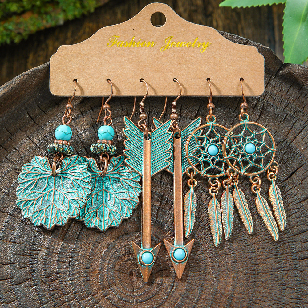 Wholesale Retro Irregular Tassel Earrings Set 3 Piece Alloy Fashion Jewelry for Boutique Resale