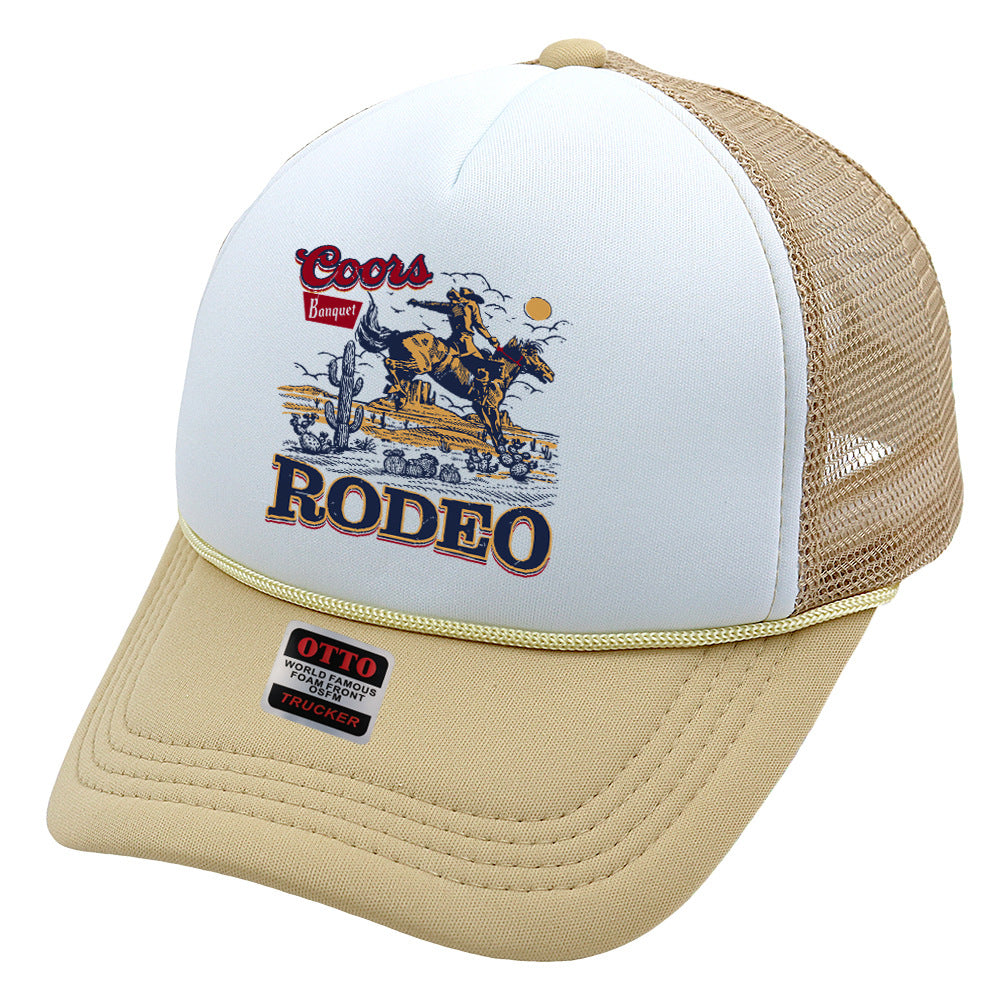 Wholesale Trucker Hat Denim Print Sponge Mesh Cap Baseball Cap ACC-HT-HaiPu015