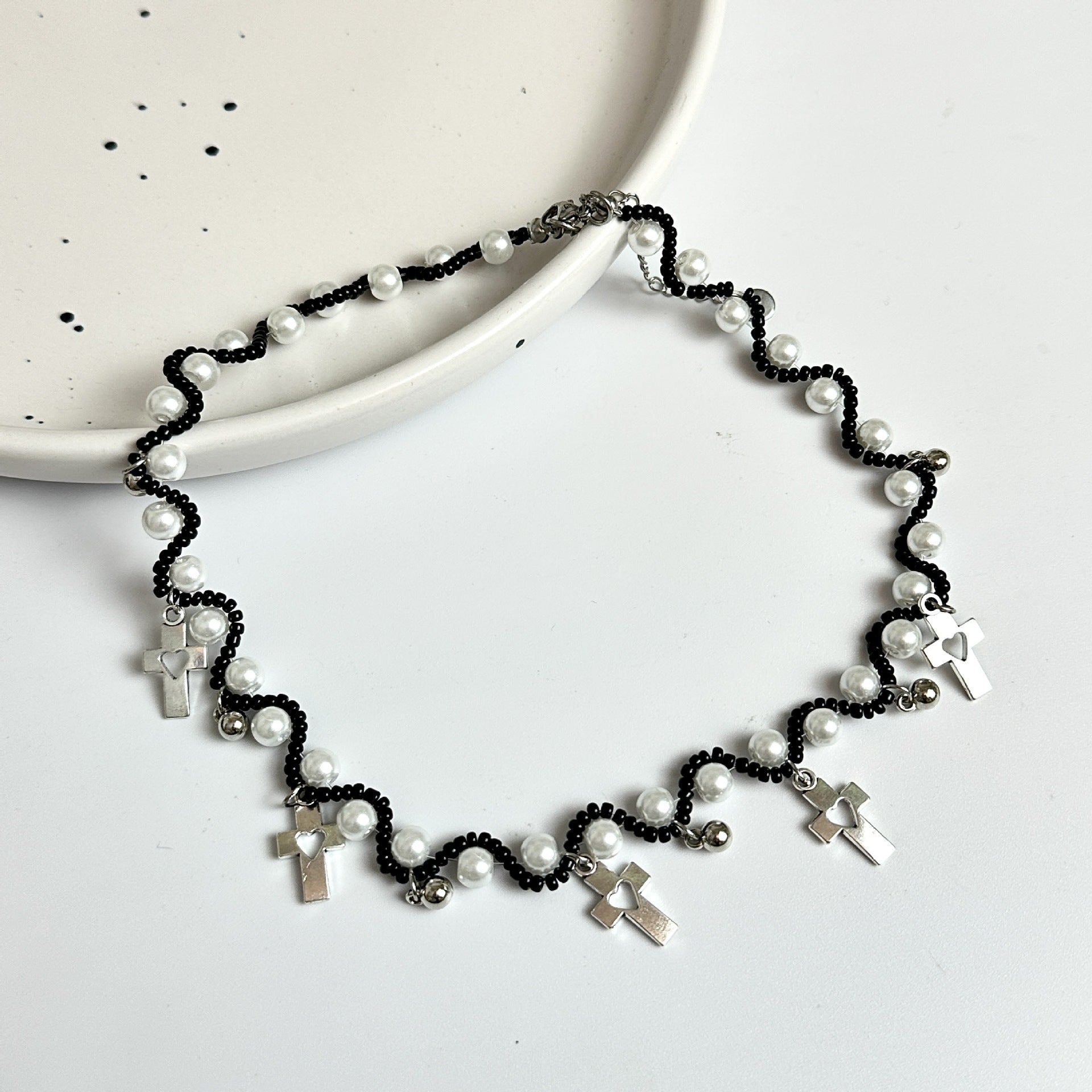 Wholesale Diamond Geometric Contrast Beaded Necklace