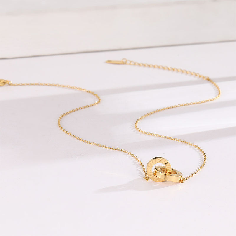 Wholesale Interlocking Titanium Steel Necklace Light Luxury Clavicle Chain ACC-NE-KDC001