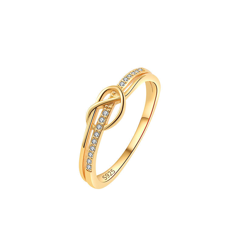 Wholesale Trendy Double Knot Ring For Women S925 Silver Plated Minimalist Fashion Jewelry