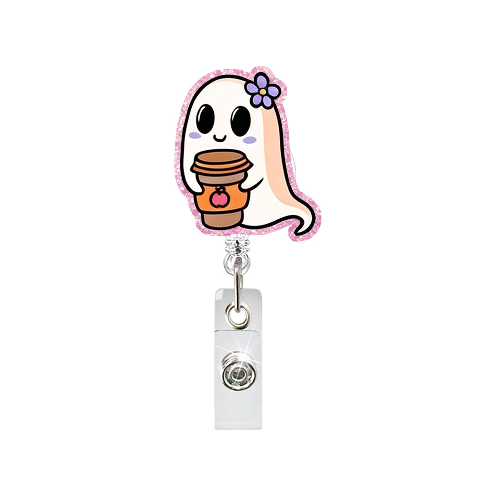 Wholesale Trendy Acrylic Ghost Badge Clip,  Easy-to-Rotate Design for ID Cards and Keychains