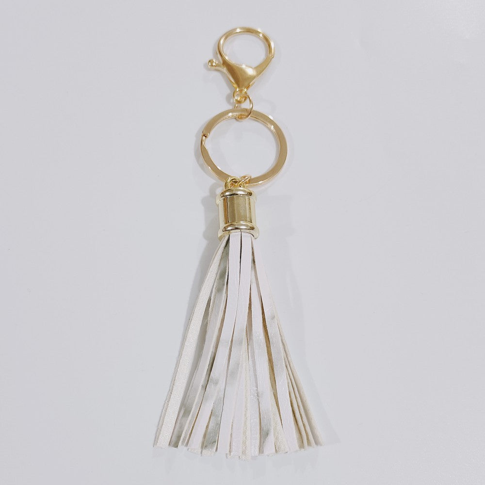 Wholesale Leopard Color Leather Tassel Keychain