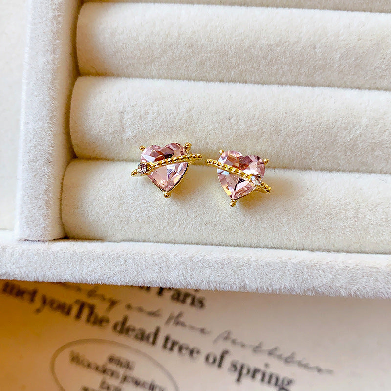 Wholesale alloy pink zircon earrings