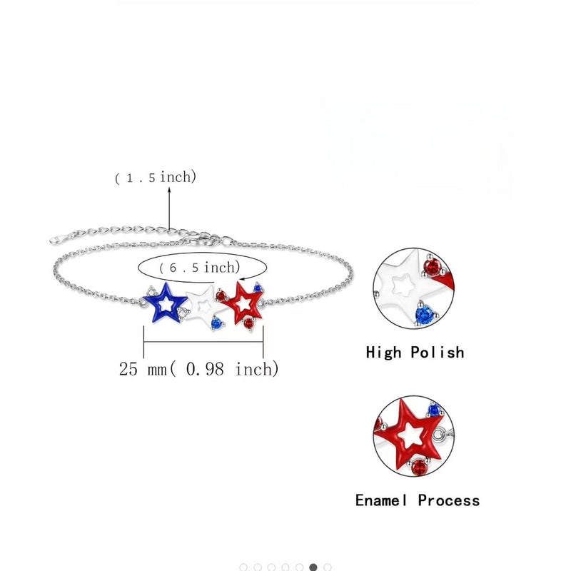 Wholesale Stainless steel American Flag Bracelet Red White Blue Heart Bracelet