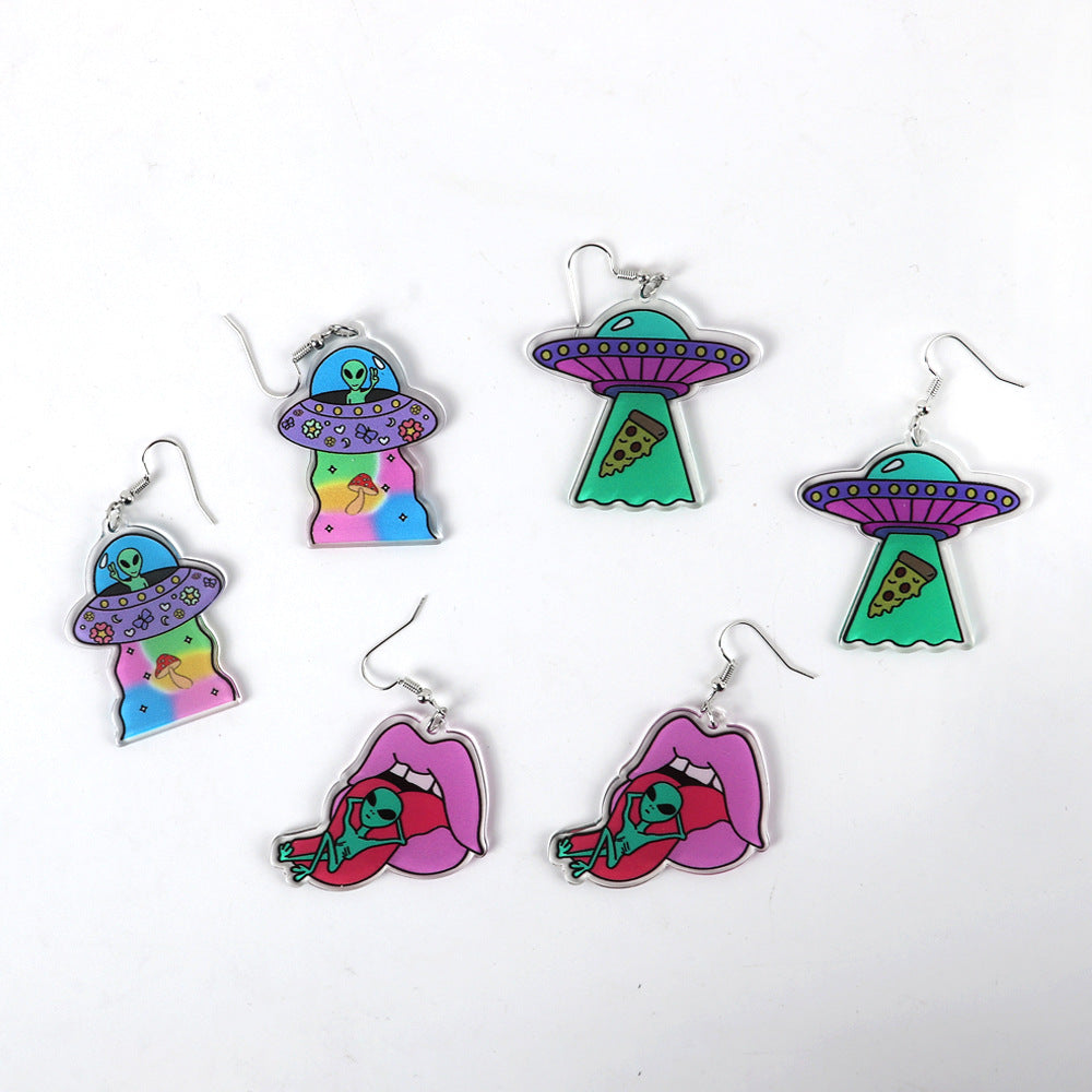 Wholesale Acrylic UFO Earrings – Punk Style Fashion Accessory for Boutique Resale
