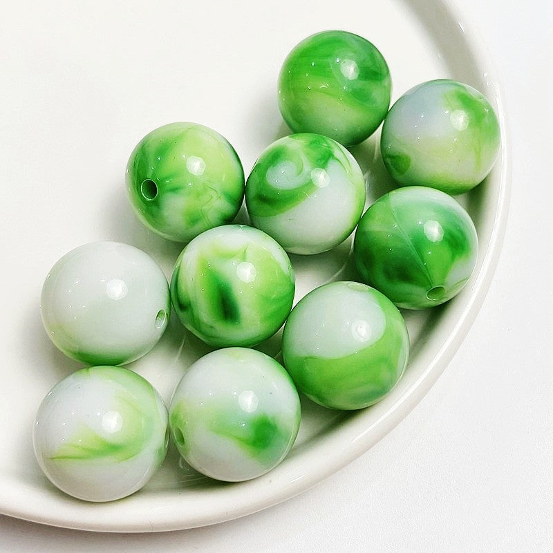 Wholesale of 10pcs 16mm Acrylic Dual Color Gradient Coated Round Beads ACC-BDS-JFei009
