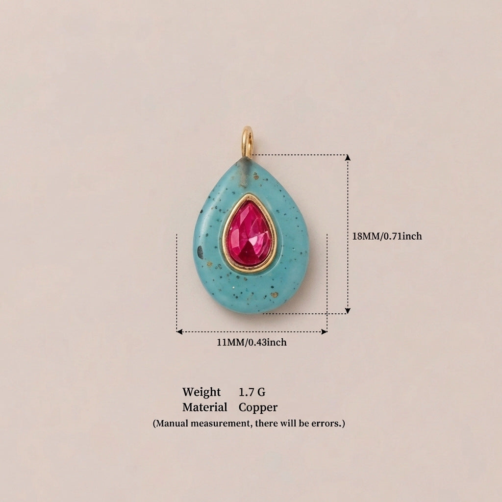 Wholesale Cross-Border Independent Website New Dopamine-Colored Birthstone Zircon Round and Square Cute DIY Pendant Gold-Plated