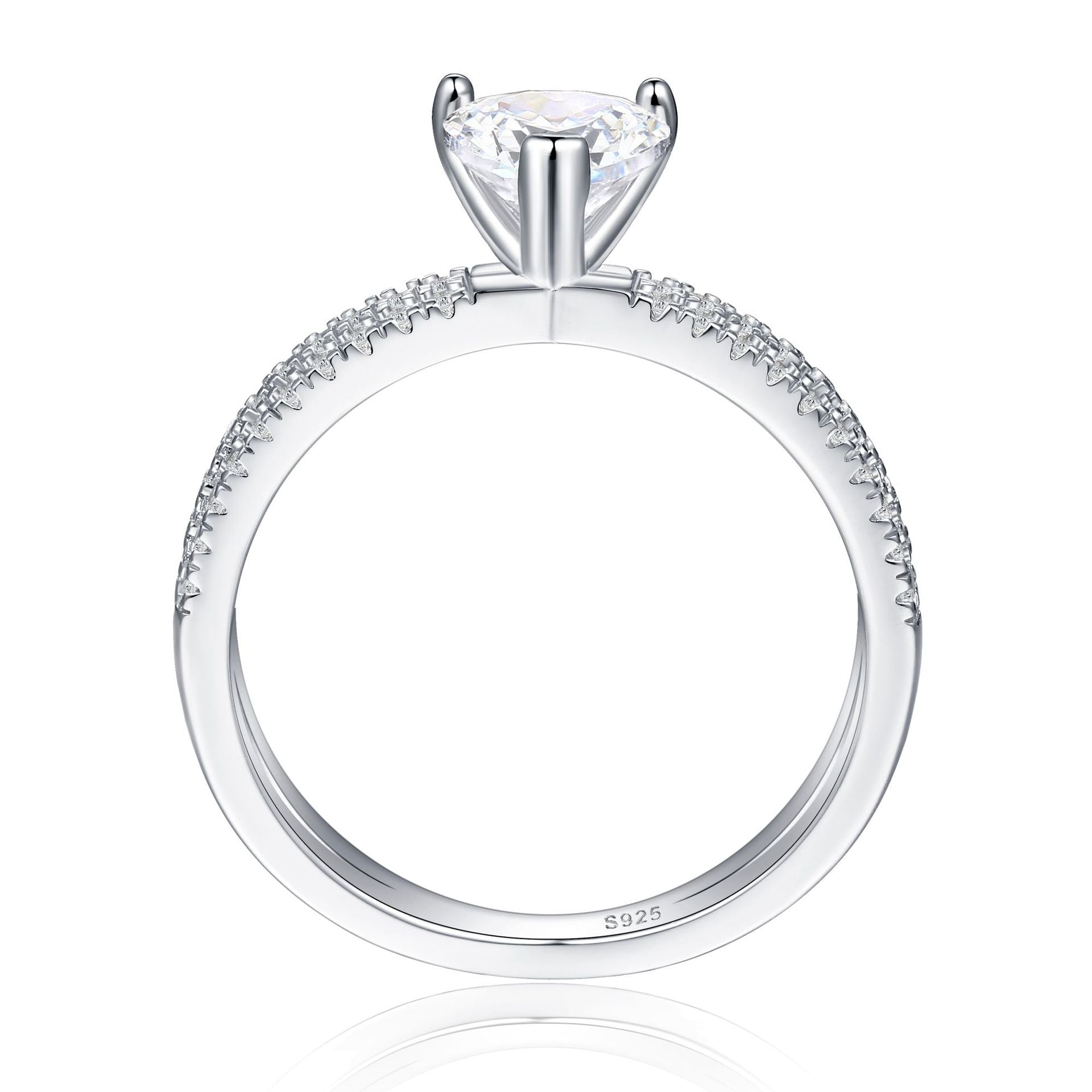 Wholesale  925 Sterling Silver Love Ring  Light Luxury Zircon Ring