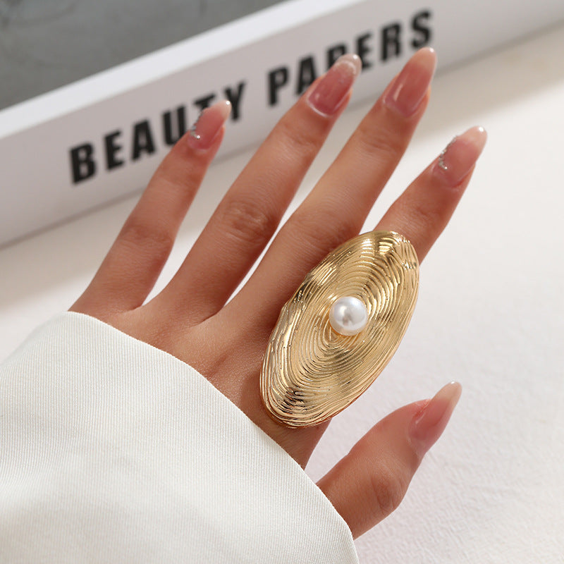 Wholesale  Asymmetrical Winding Pearl Open Ring