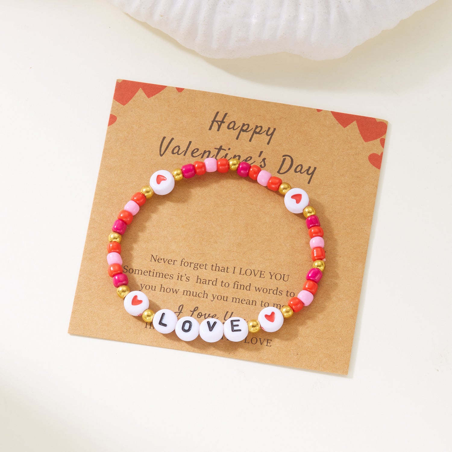 Wholesale Valentine' s Day  romantic heart letter LOVE beaded bracelet