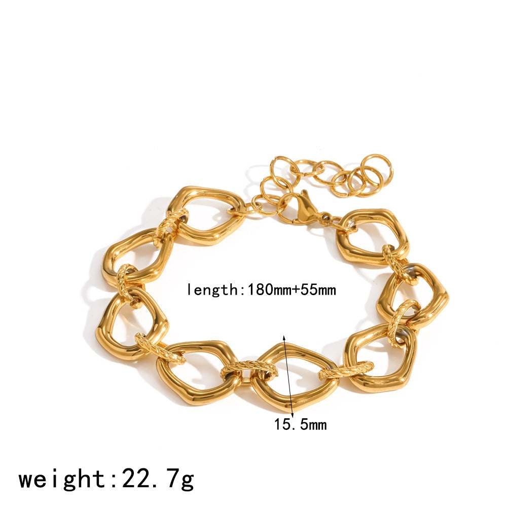 Wholesale Trendy Geometric 18K Gold Plated Stainless Steel Bracelet Stylish Women S Fashion Accessory Boutique Gift Resale