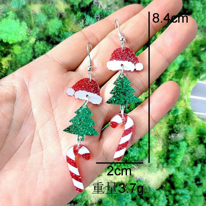 Wholesale Christmas Acrylic Earrings Snowman Bell Tree Hat Cartoon Holiday Jewelry Party Wear Gift