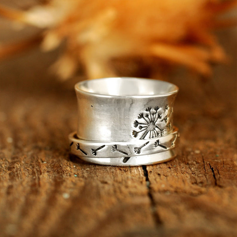 Wholesale Vintage engraving Dandelion Ring