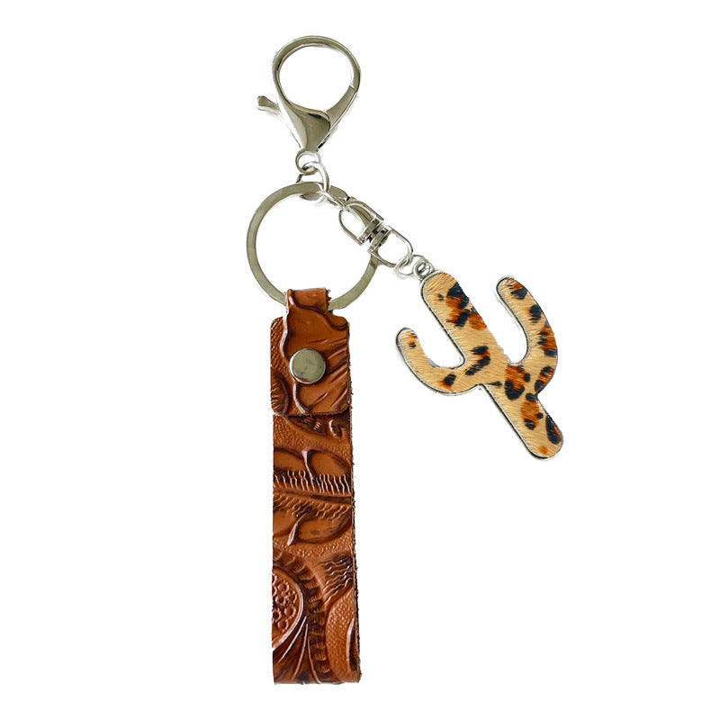Wholesale 2pcs/pack leather keychain  brown leather keychains