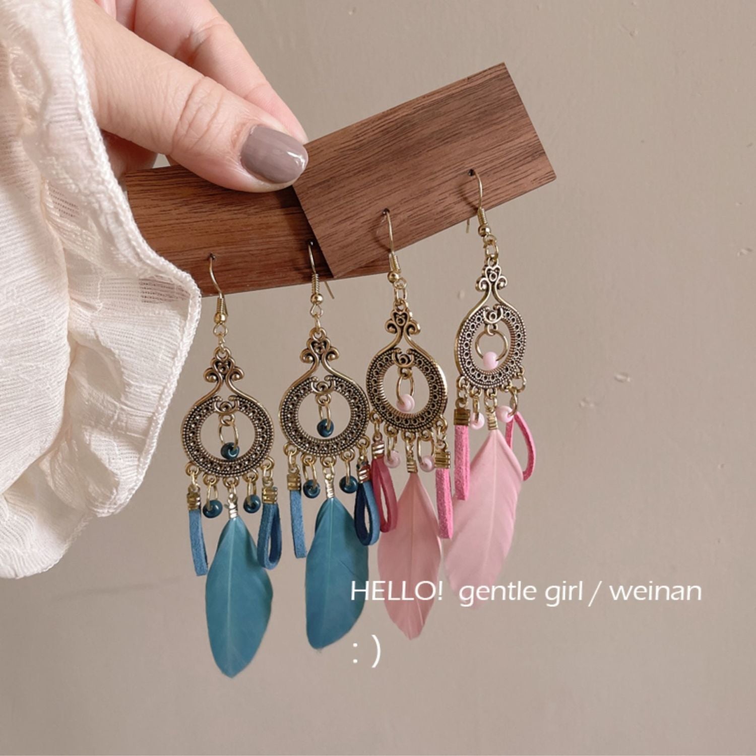 Wholesale Super fairy tassel mosquito coil ear clip  retro ethnic Bohemian 925 silver earrings