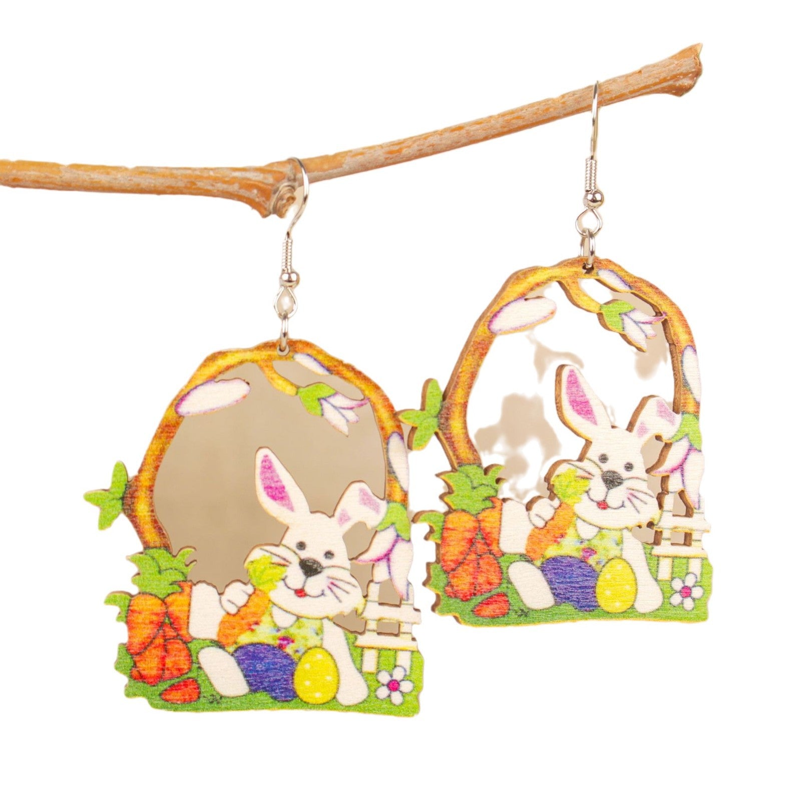 Wholesale Easter Bunny Egg Wooden Earrings