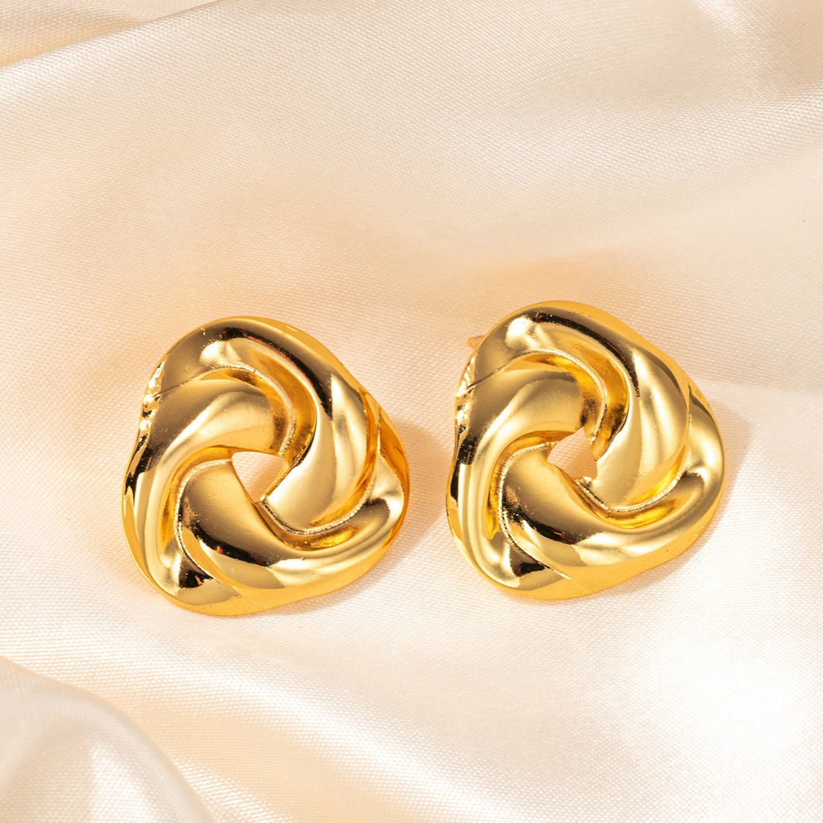 Wholesale Vintage Titanium Steel Wrinkle Texture Earrings