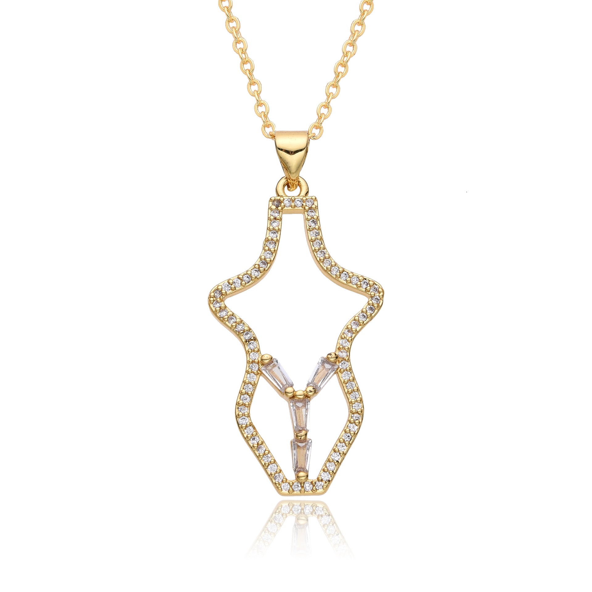 Wholesale Light luxury elegant anchor micro-inlaid real gold necklace
