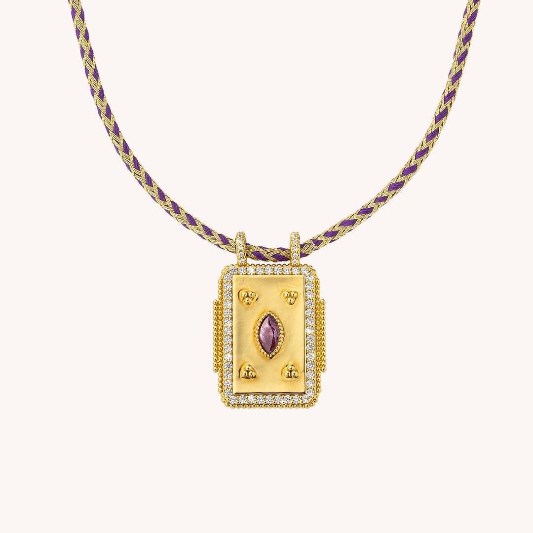 Wholesale  Square Brand Bohemian Art Retro Style Tarot Necklace