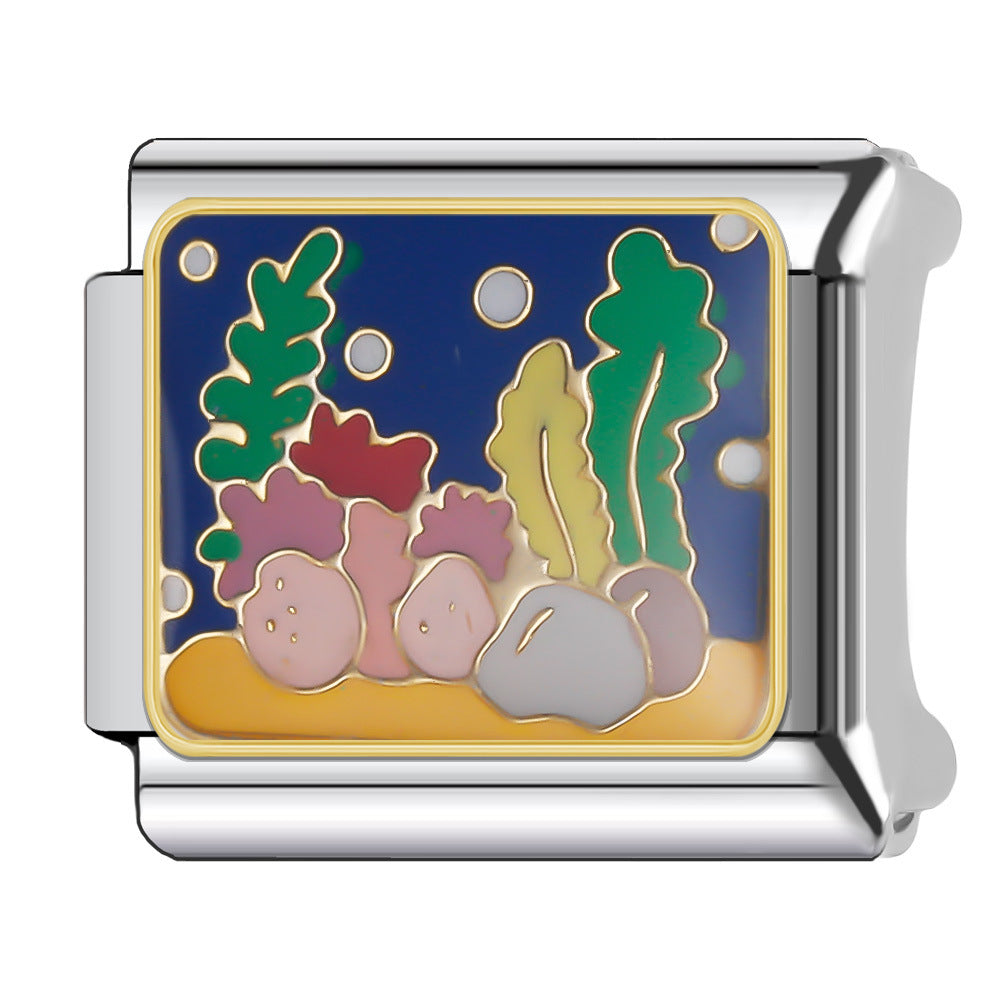 Wholesale Italian Charm Bracelet 9mm DIY Splicing Stainless Steel Holiday Tourism Landmark Composable Bracelet