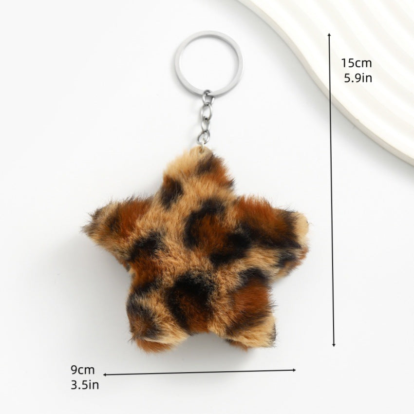 Wholesale Plush star leopard print keychain