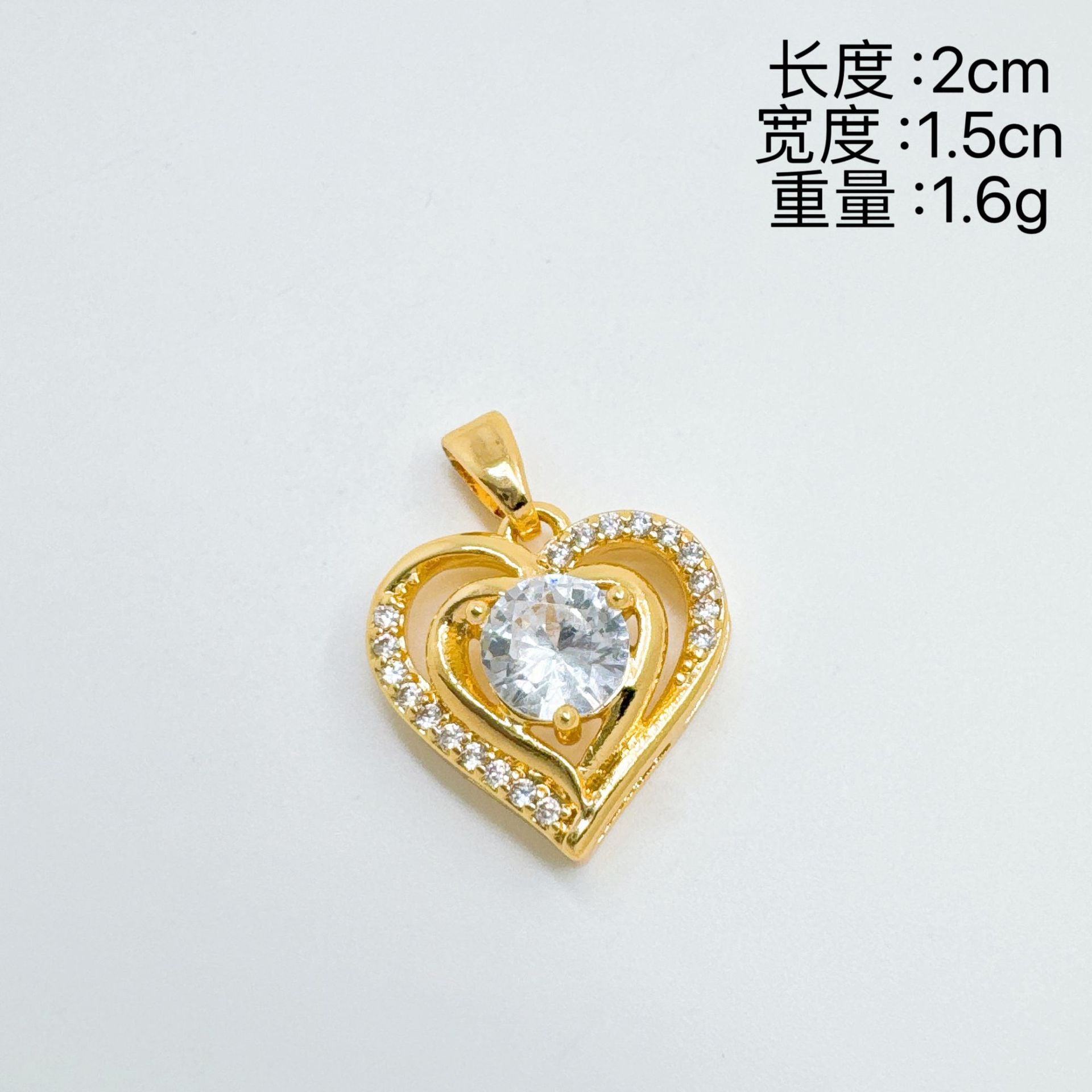 Wholesale Sweet Love Micro-Inlaid Zircon Pendant Necklace,  Gold Plated Copper,  Fashion Accessory