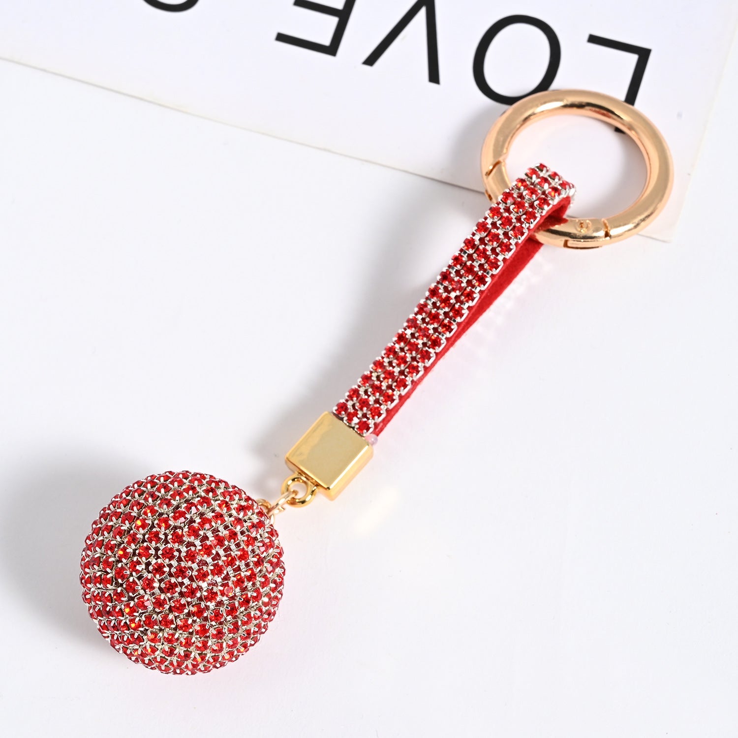 Wholesale PU Rhinestone Claw Chain Ball Keychain