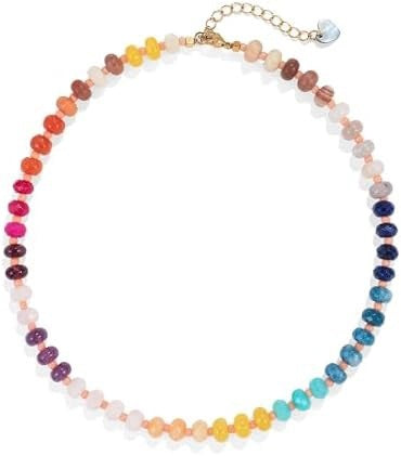 Wholesale Layered Rainbow Beaded Necklace with Natural Stone Pendant - Beach Fashion Accessory for Women