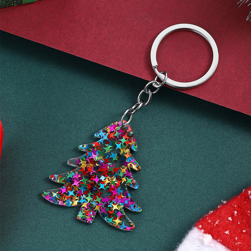 Wholesale Christmas Sequin Glitter Christmas Tree Keychain ACC-KC-RongRui014