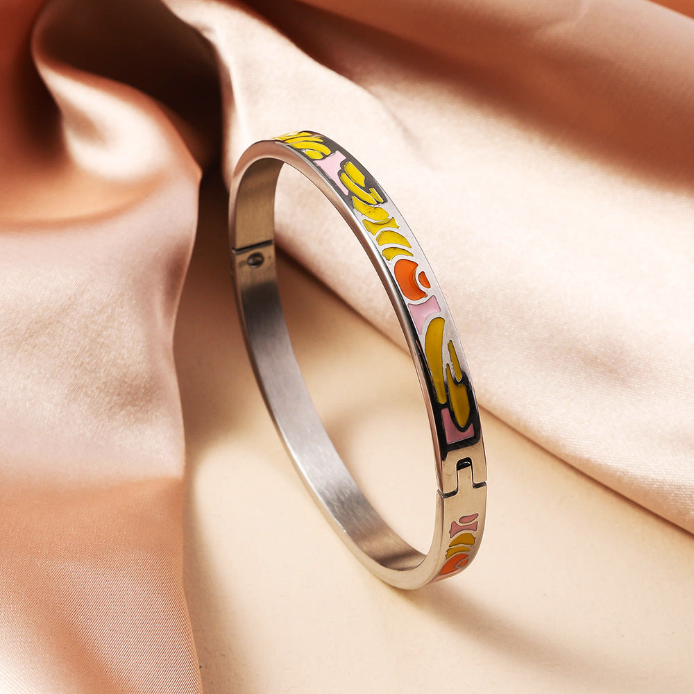 Wholesale Titanium Steel Geometric Oil Drop Buckle Bracelet ACC-BT-Ruif006