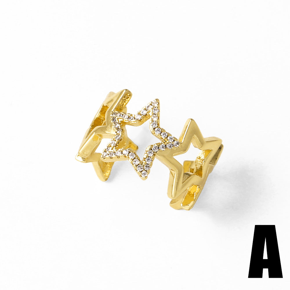 Wholesale five-pointed star butterfly open copper plated 18k gold ring