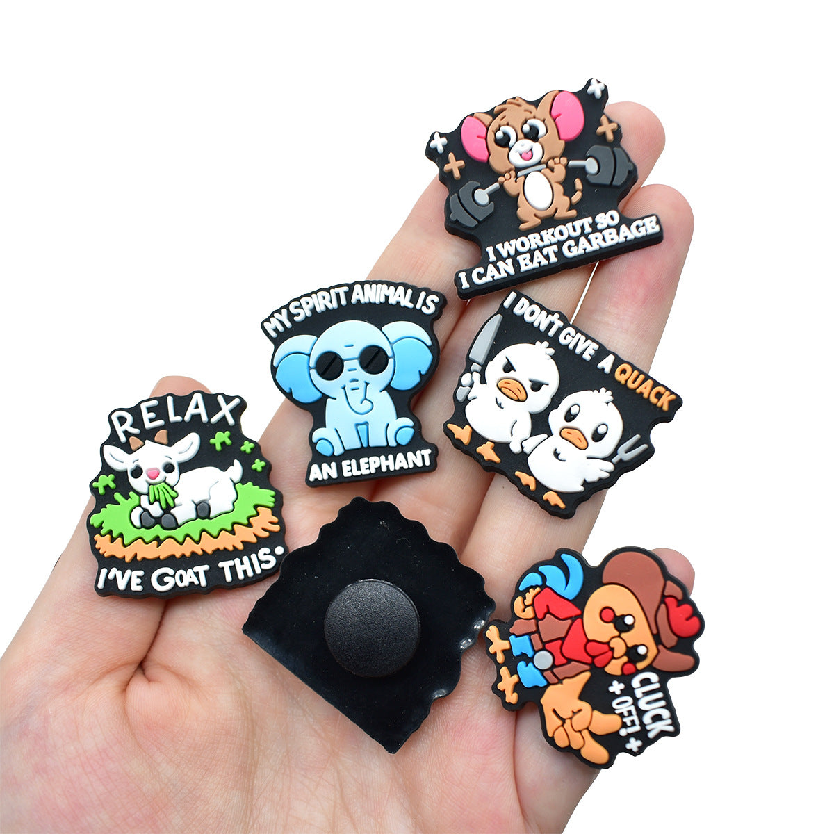 Wholesale Random 100pcs  creative phrase series  PVC Soft Rubber Shoe Buckle Decoration