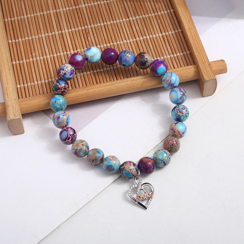 Wholesale Colorful Emperor Stone Bracelet Love Pendant Bracelet Heart Bracelets ACC-BT-Yima010