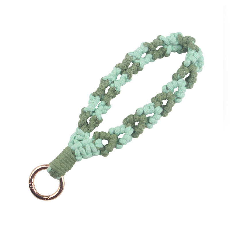 Wholesale  handmade woven leaf pattern lanyard keychain