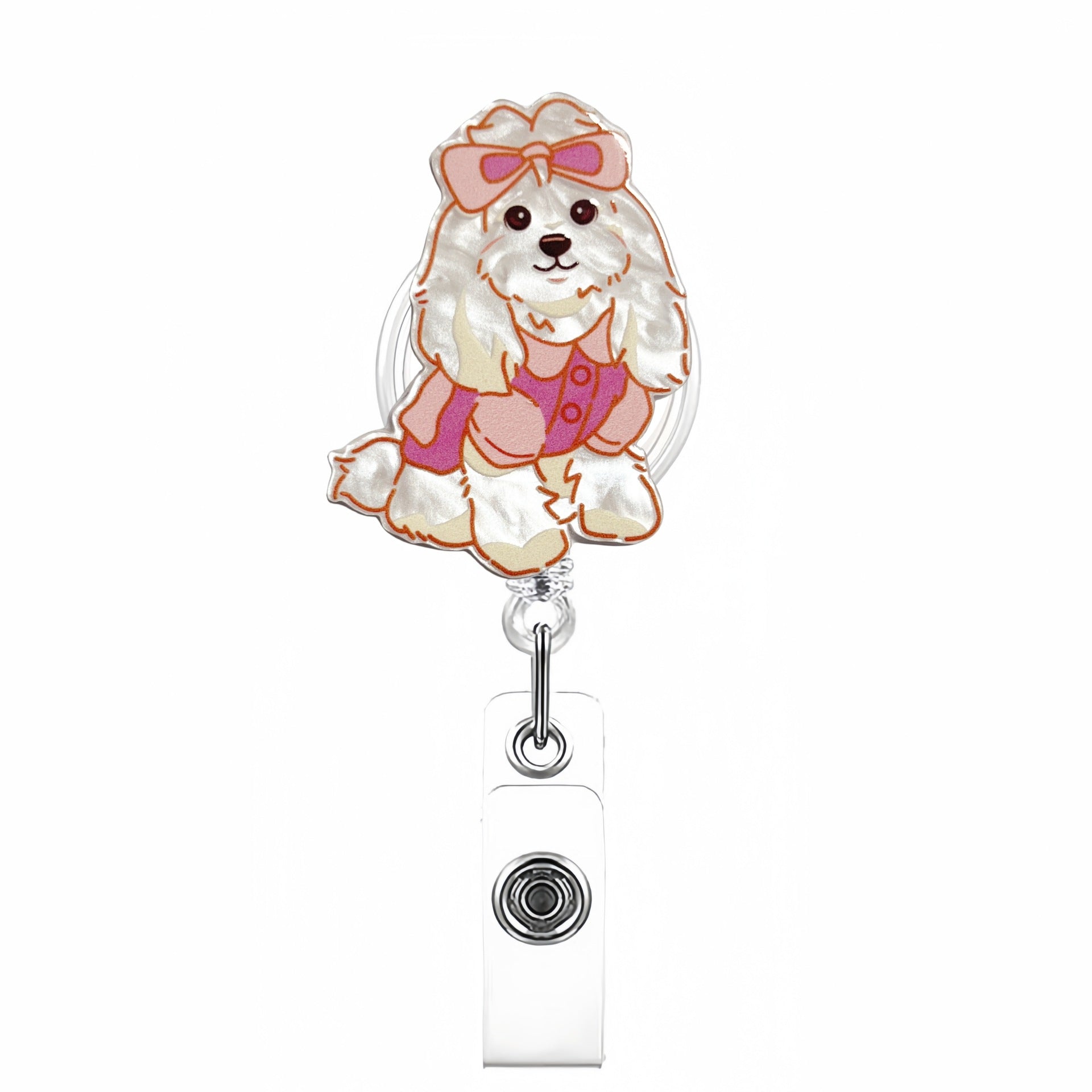 Wholesale Cute Pet Series Acrylic Retractable Rotating Badge Keychain
